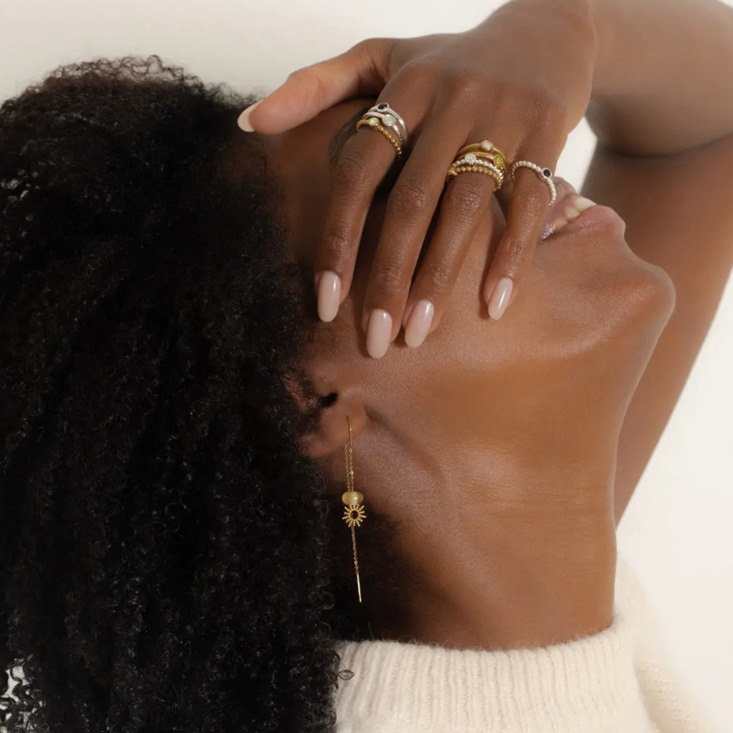 Ring Dubbel Goud Roze en Groen | Vinoos