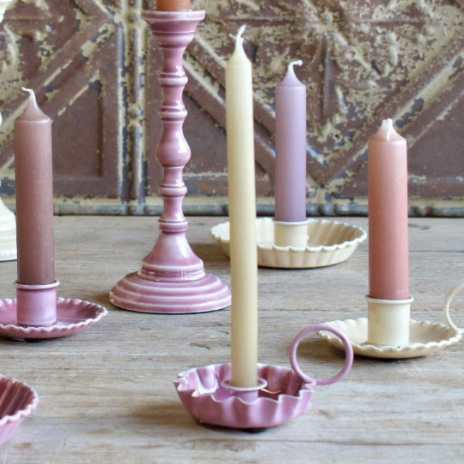 Candle Holder Lilac Enamel | De Weldaad