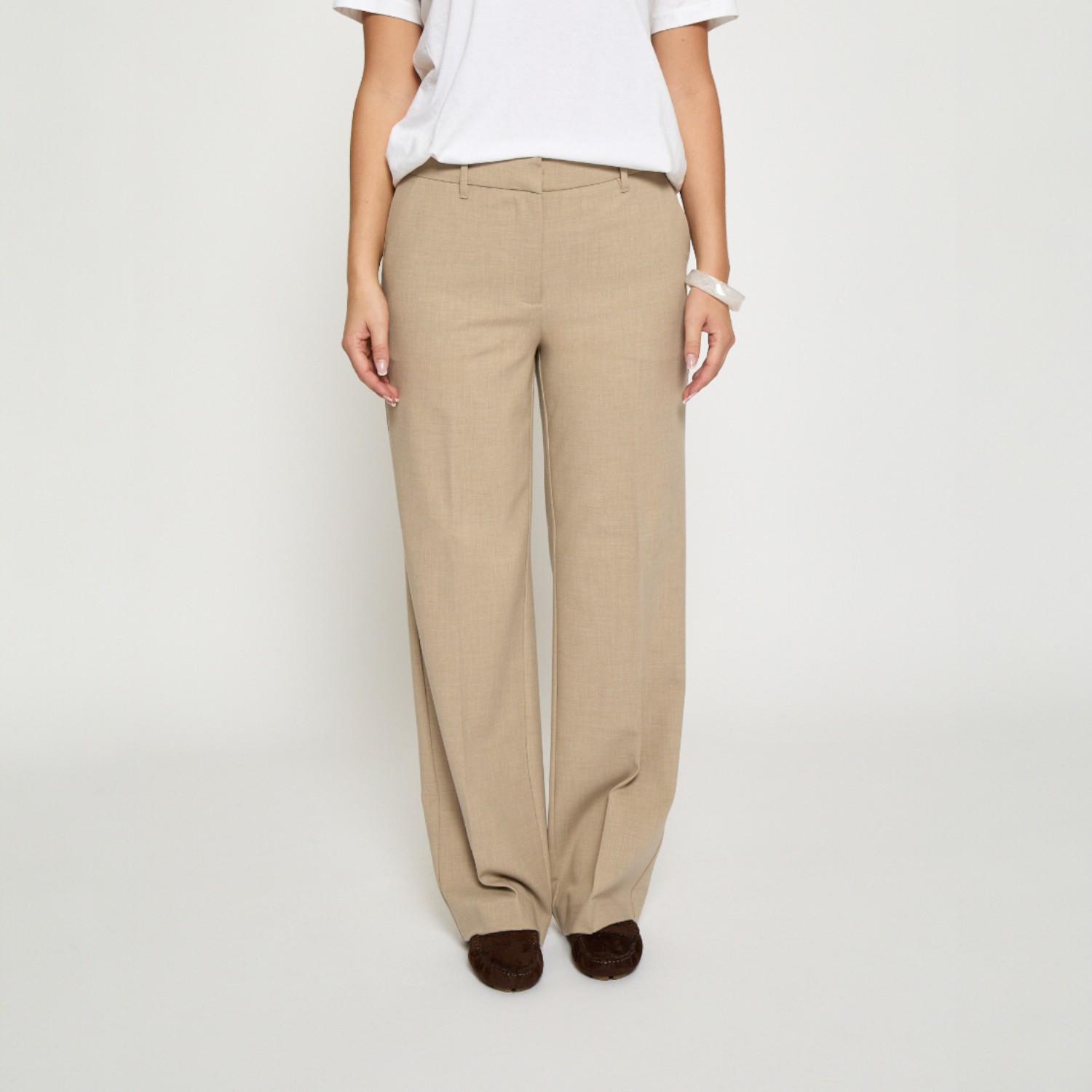 Welma Mid Waist Pants Sand Grey | Minus