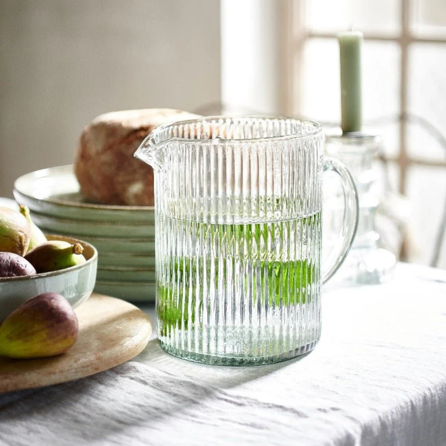 Waterkan Geribbeld Glas | De Weldaad