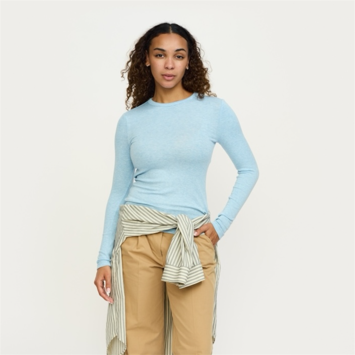 Roman O-Neck LS Cashmere Blue Melange | Soft Rebels
