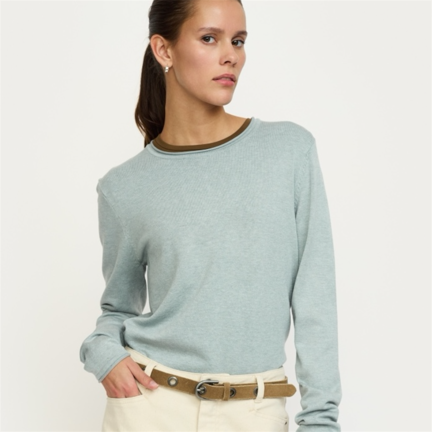 Marla O-neck Knit Roll Edge Abyss | Soft Rebels