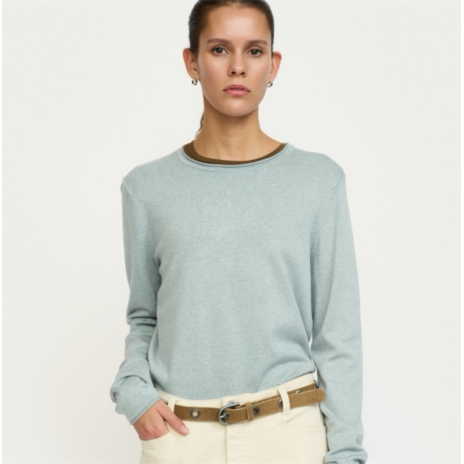 Marla O-neck Knit Roll Edge Abyss | Soft Rebels