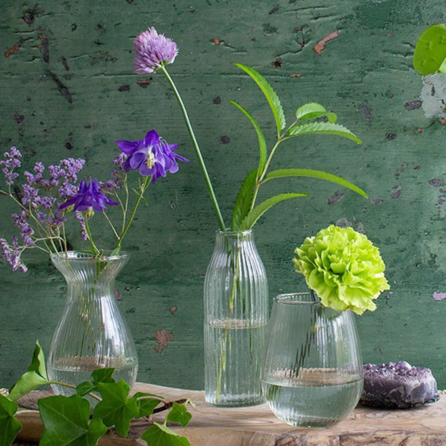 Geribbelde Glazen Vaas | De Weldaad