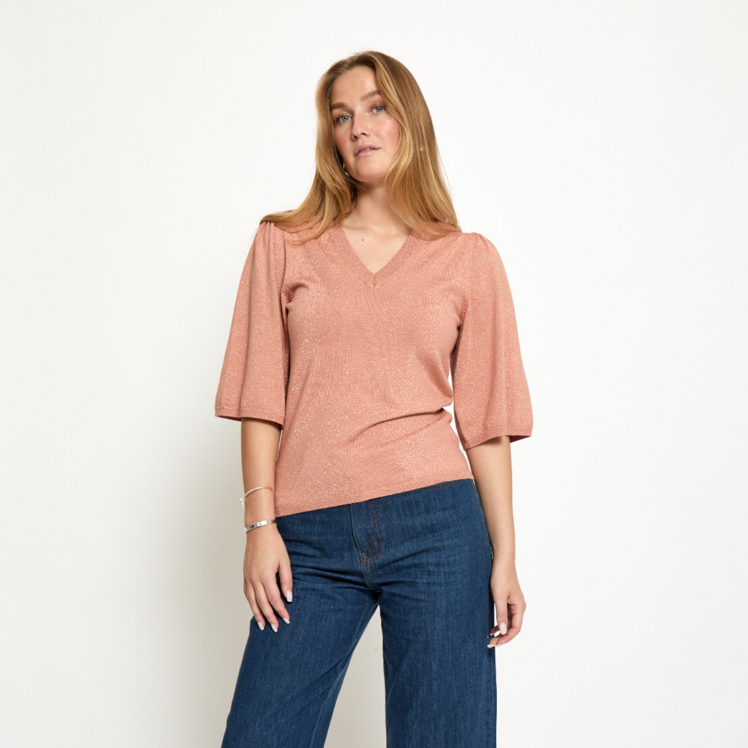 Glenda Remi Knit Cafe Creme Metallic | Peppercorn