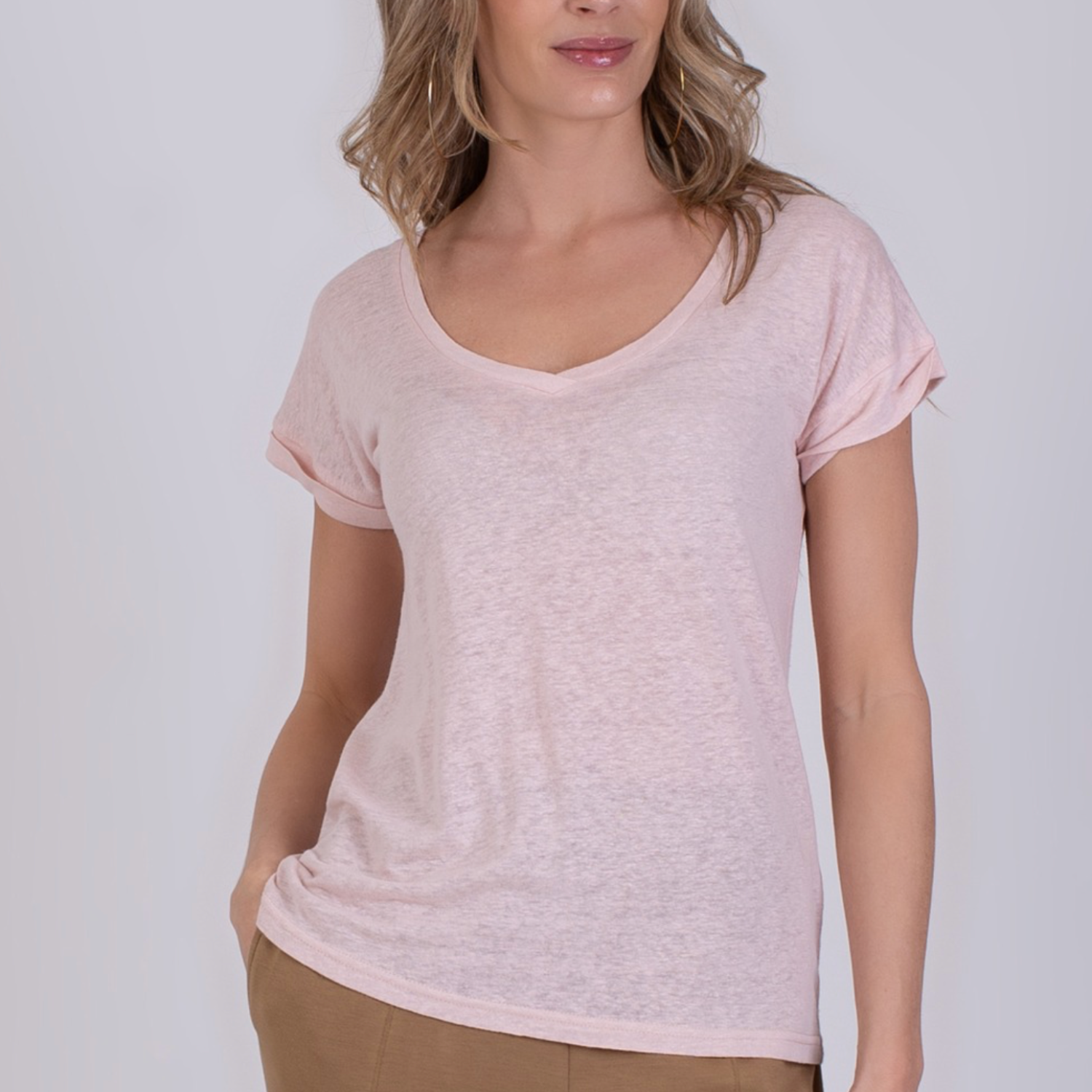 Athene T-Shirt Old Pink Linnen | The Clothed