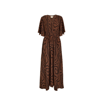Ozzy Dress Mink Brown Print | Peppercorn