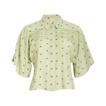 Osa Batsleeve Shirt Nile Green Print | Peppercorn