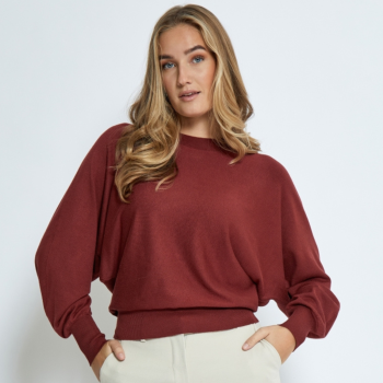 Dana Bat Sleeve Knit Pullover Madder Brown | Minus