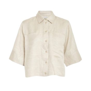 Juno Cropped Linnen Shirt Nomad Sand Melange | Minus