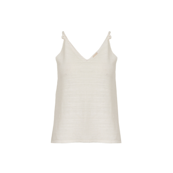 Nuria Linen Knit Top Whitecap Creme | Peppercorn