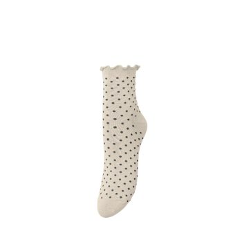 Dotted Frilla Short Sock Birch White | Becksondergaard