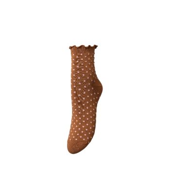 Dotted Frilla Short Sock Mocha Brown | Becksondergaard