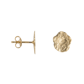 Hammered Flat Coin Stud Earring Gold | Betty Bogaers