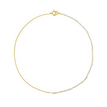 Half White Pearl Half Chain Necklace Gold | Betty Bogaers