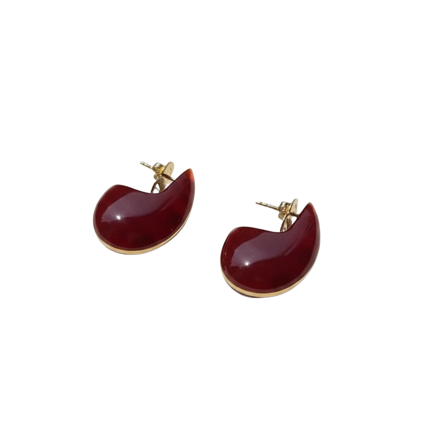 Resin Gold Earring Mini Drop Red | Adorn
