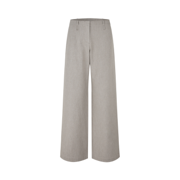 Grijze wijde pantalon dames De Saheaven Trousers Lead Gray Melange van Samsøe Samsøe heeft een strak silhouet met lange, royaal wijde broekspijpen. De lichte gemêleerde grijstint geeft de broek een rustige en verfijnde uitstraling en maakt hem tegelijkertijd gemakkelijk te combineren.