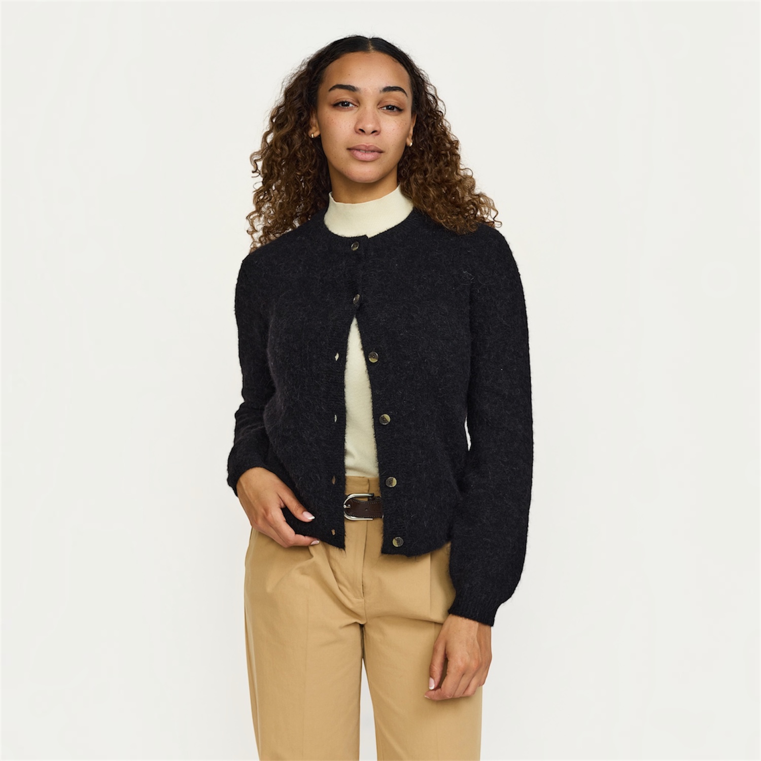 Allison o-neck cardigan knit black | Soft Rebels