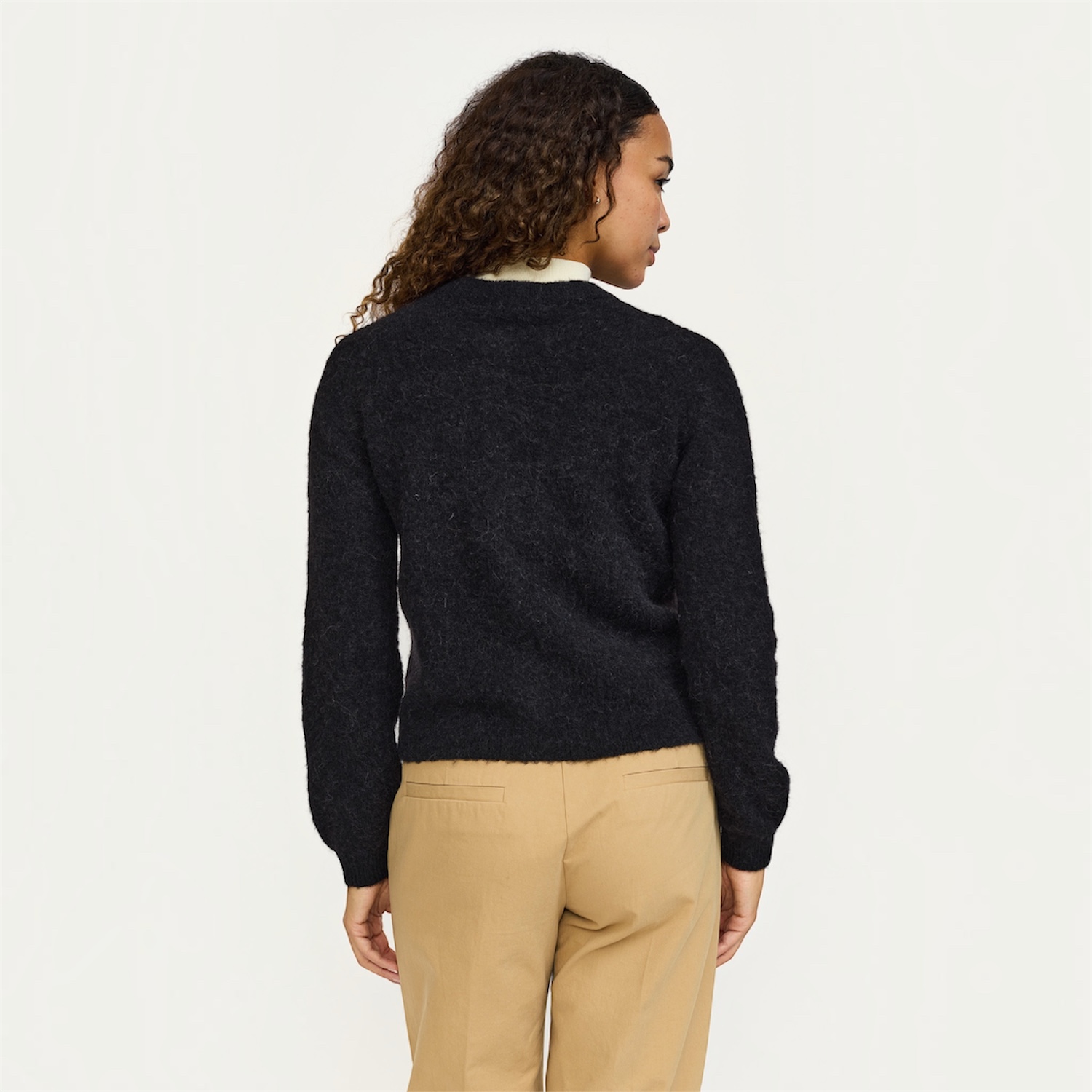 Allison o-neck cardigan knit black | Soft Rebels