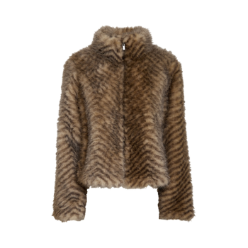 Peggy Faux Fur jacket Fossil Brown | Peppercorn