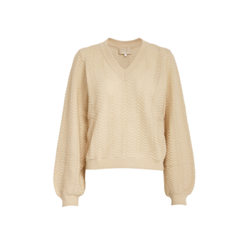 Ruthia V-Neck Long Sleeve Pullover Sandshell | Peppercorn