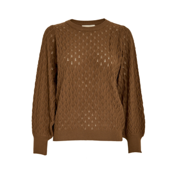 Rosalia Puff Sleeve Knit Pullover Toffee | Peppercorn