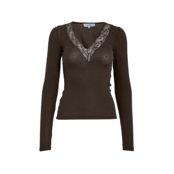 Milli Long Sleeve Lace T-Shirt Bracken Brown | Minus