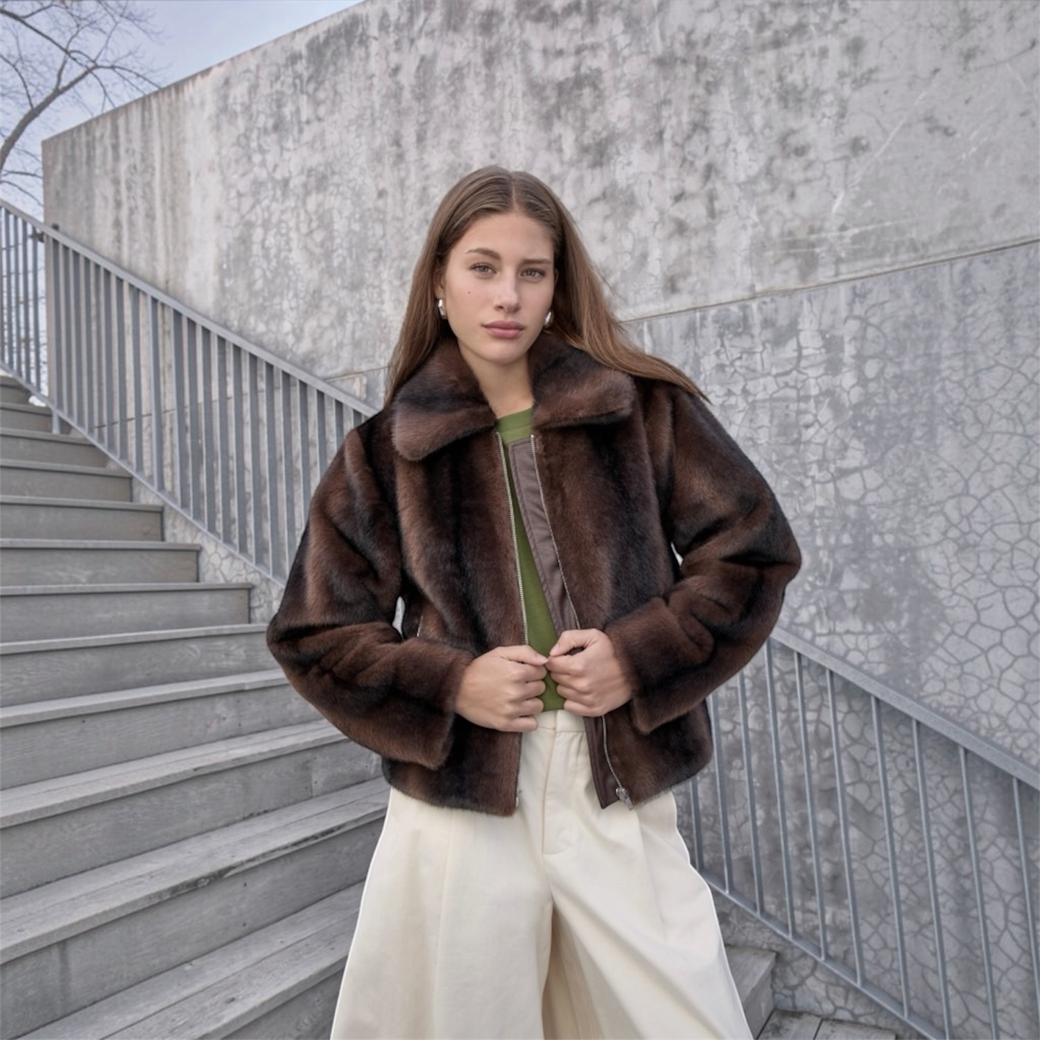 Panoma Faux Fur Jacket Chicory Coffee | Minus