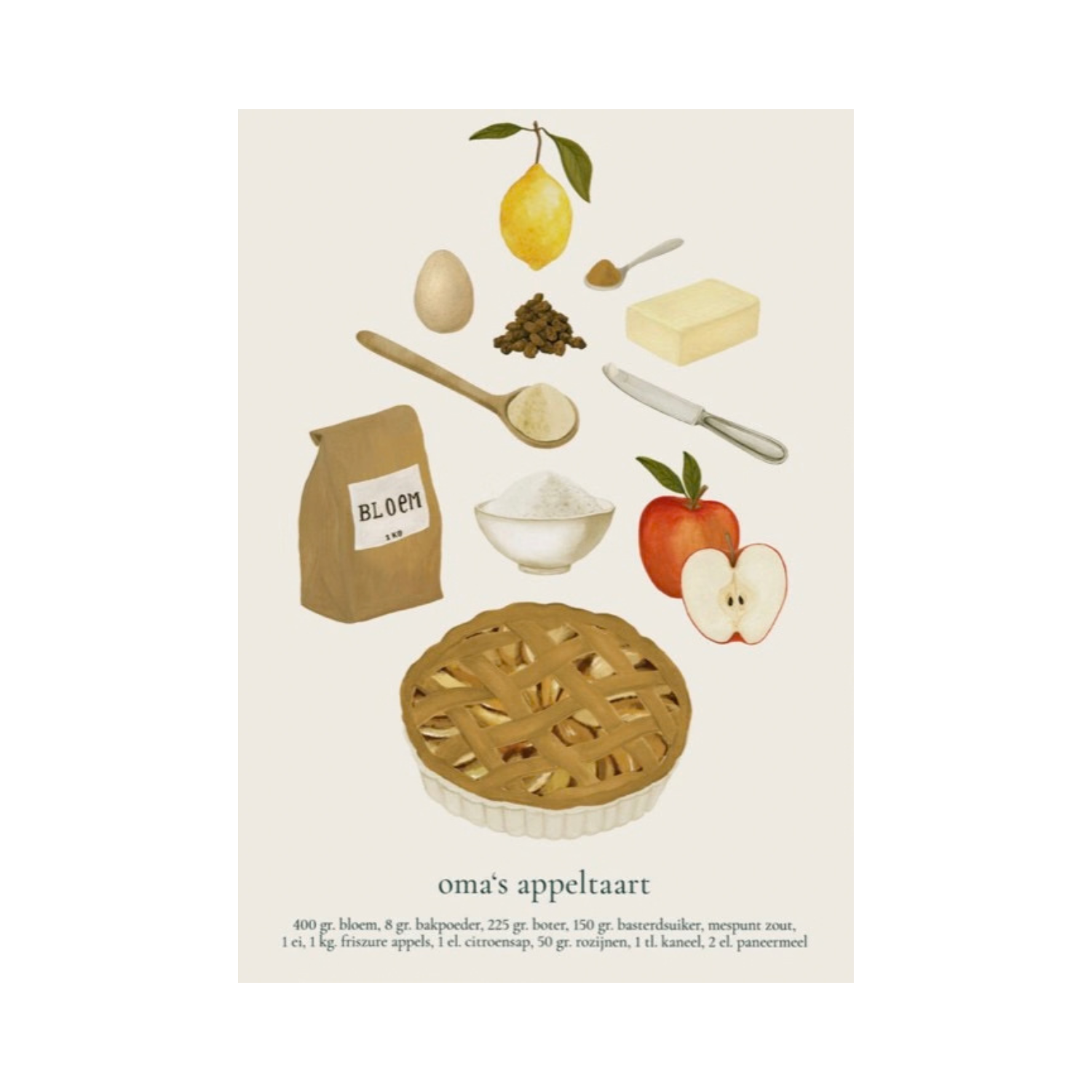 Wenskaart Oma's appeltaart | Sâlt + Flor